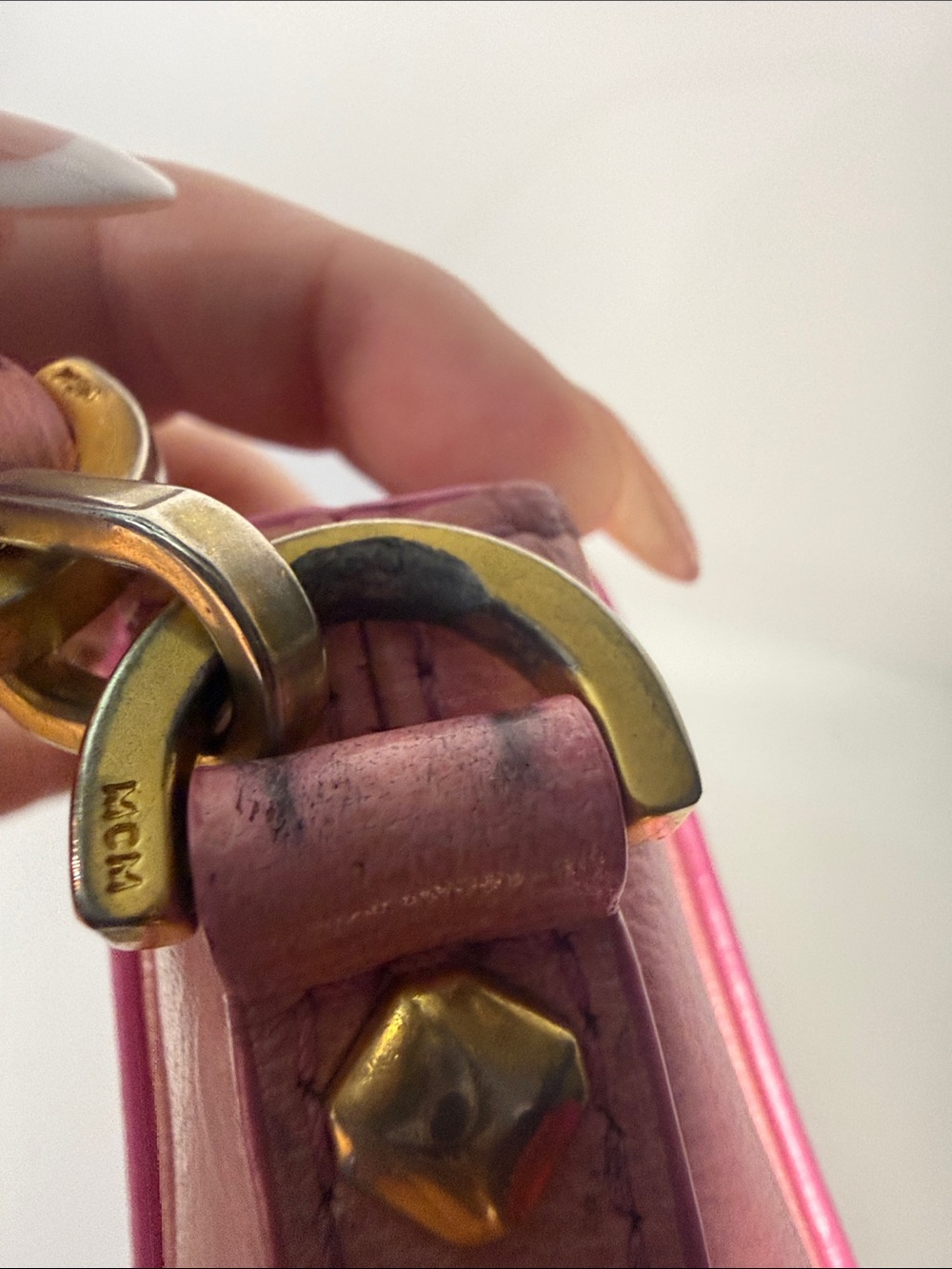 MCM Pink Leather Baguette Shoulder Bag | Bow Hardware Coquette Y2K - Picture 17 of 17